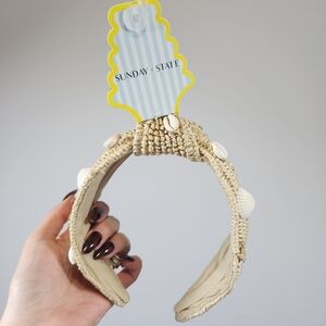 NWT Tan Jute Headband with Sea Shell and Starfish Accents